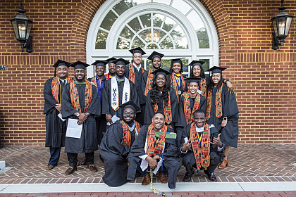 Students of the Donning of the Kente, celebrating graduates' pride in their African American heritage