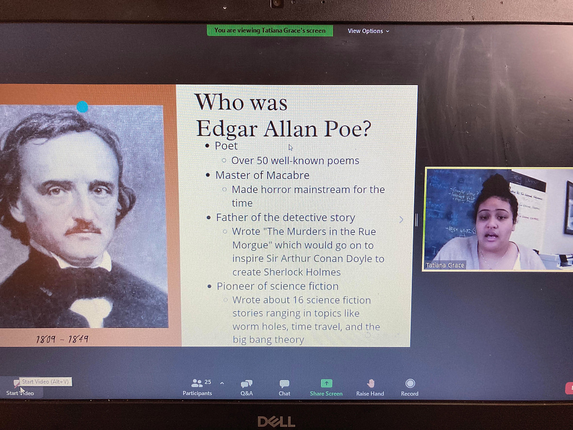Presenter Tatiana Boelen ('20) gave a virtual tour of the Poe Museum in Richmond.