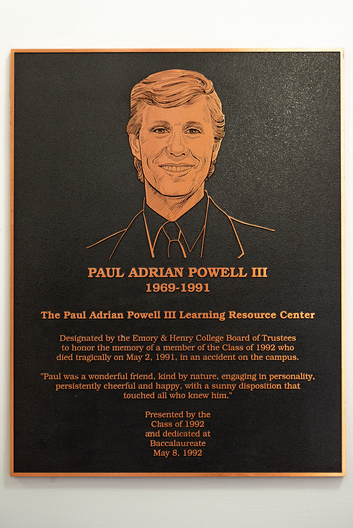 Paul Adrian Powell, III Plaque