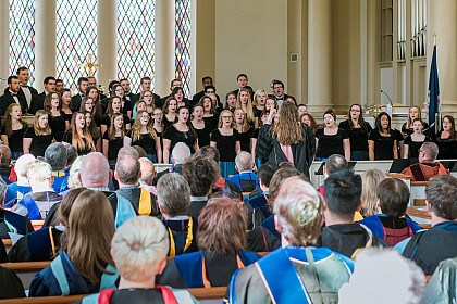 The concert choir performs at Founders Day.