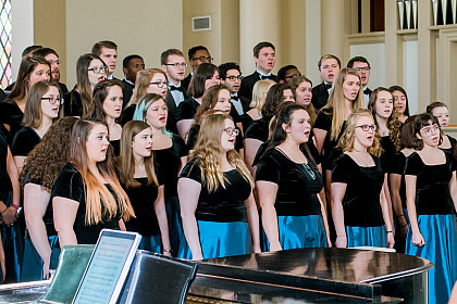 The concert choir performs at Founders Day.