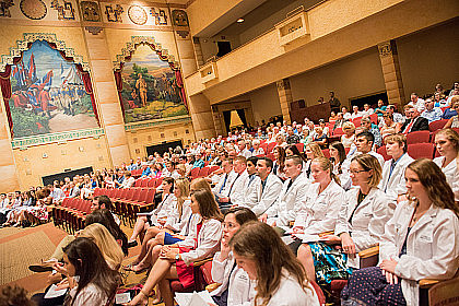 The Class of 2019 Students Supporting the New Classmates During the E&H MPAS Program 2018 White Coat Ceremony