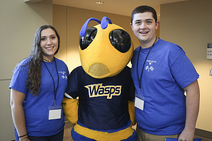 The wasp welcomes new students to campus