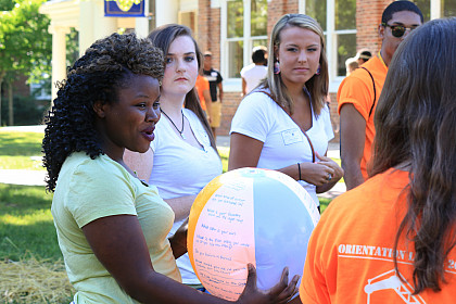 Students during their orientation.