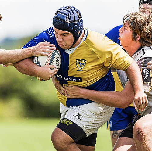 John Mason Allen playing in a rugby match