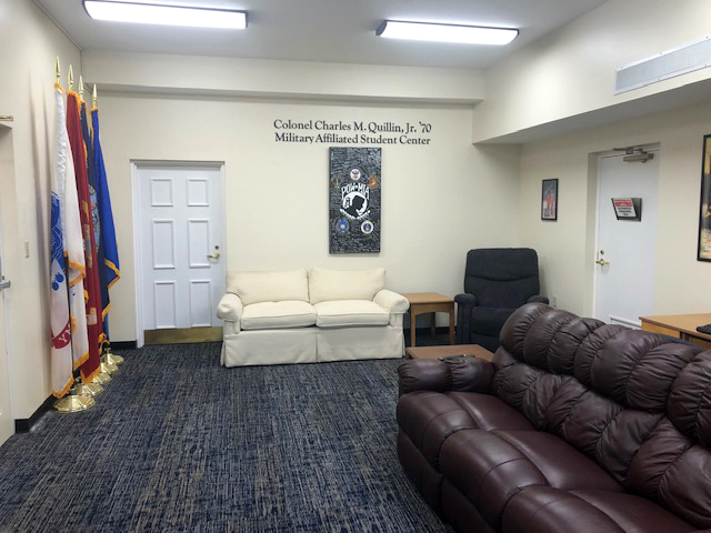 The Military Affiliated Student Center is located inside the Martin-Brock Student Center.