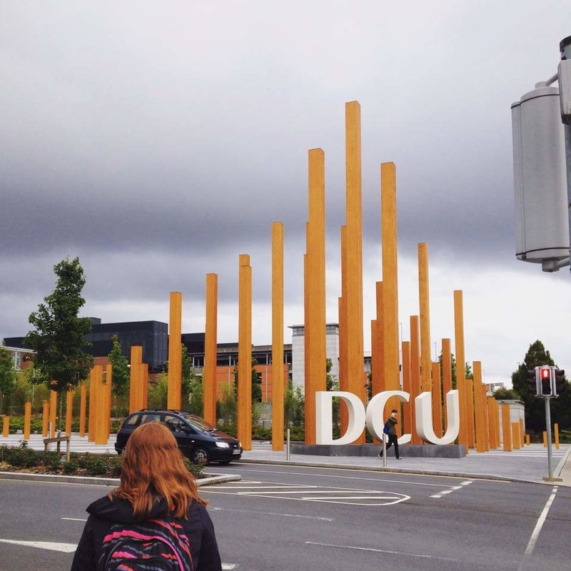 An Emory & Henry student approaches the entrance to Dublin City University.