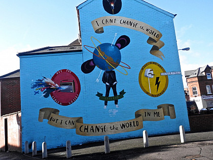 A mural on a street in Dublin, Ireland.