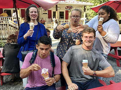 Scholars enjoy ice cream in Damascus, Virginia.