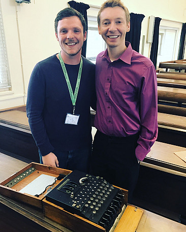 Sean Collier '18 with the head of the Enigma project at the University of Cambridge, Dr. James Gr...