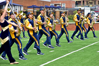 Emory & Henry's marching band performs.