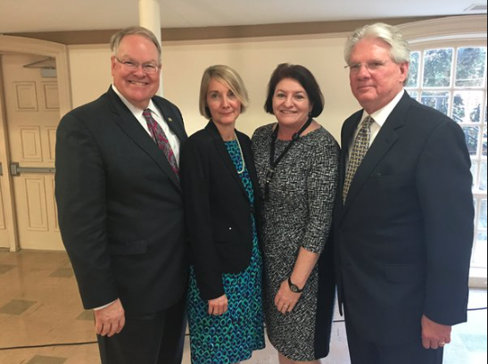 Receiving the Emory & Henry 2016 Distinguished Achievement Award. Pictured from left to right with Virginia Secretary of Health and ...