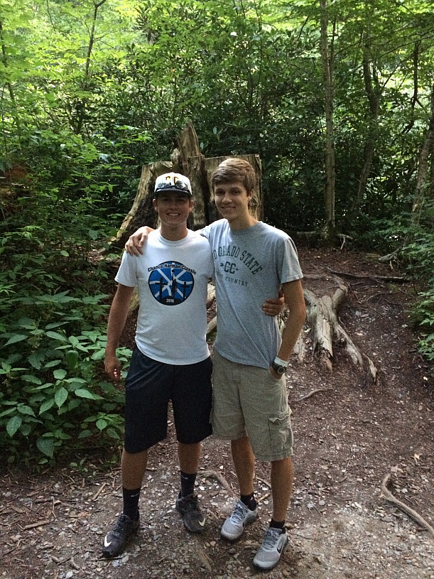 Zane Moran '19, pictured left, out conducting research.