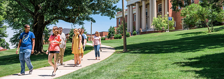 Students walking down from Wiley Hall.