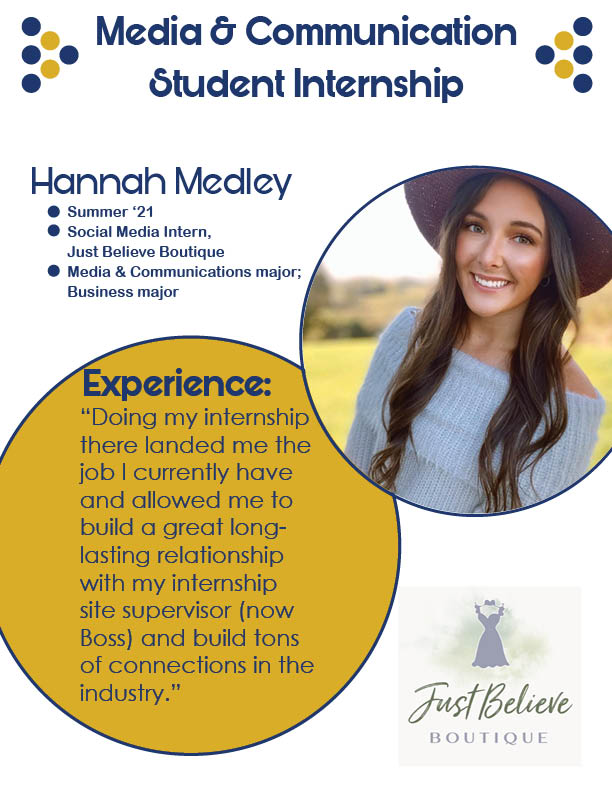 Hannah Medley shares internship experience at Just Believe