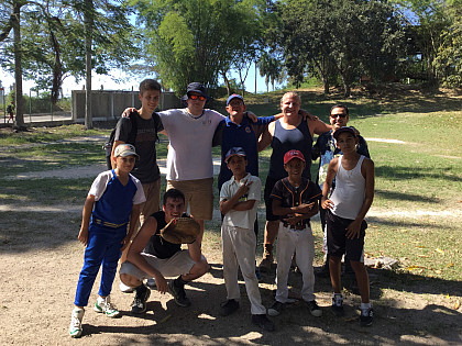 Dr. Finney and students with locals who they played baseball with at Ernest Hemingway's home.