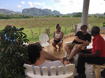 Students participating in Spanish language lessons while in Viñales, Cuba.