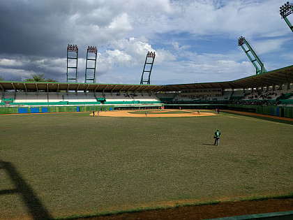 While in Cienfuegos, Cuba, students attended a baseball game at Cinco de Septiembre Stadium.