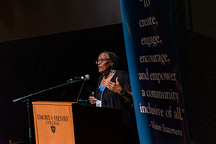 Rev. Sharon Bowers speaks during the keynote address.