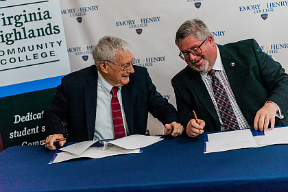 John Wells during a signing with Virginia Highlands Community College.