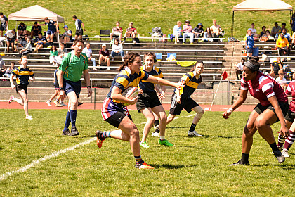 The E&H Women's Rugby team against Roanoke.