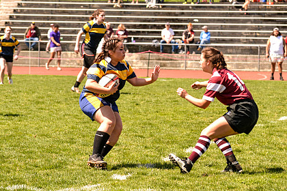 The E&H Women's Rugby team against Roanoke.