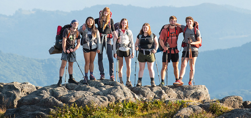 A group of student hikers