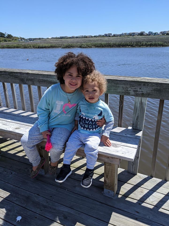 Josh Brown staying home with these cuties in Oak Island, NC