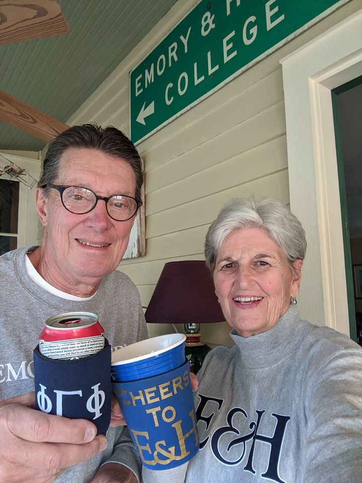 Gene and Norma Beck toasting on the porch in Springfield, TN