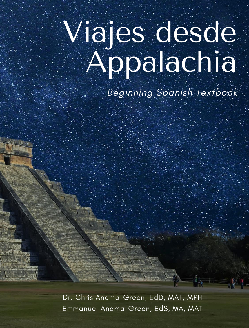 Cover of Chris Anama-Green's new Spanish textbook, Viajes desde Appalachia.