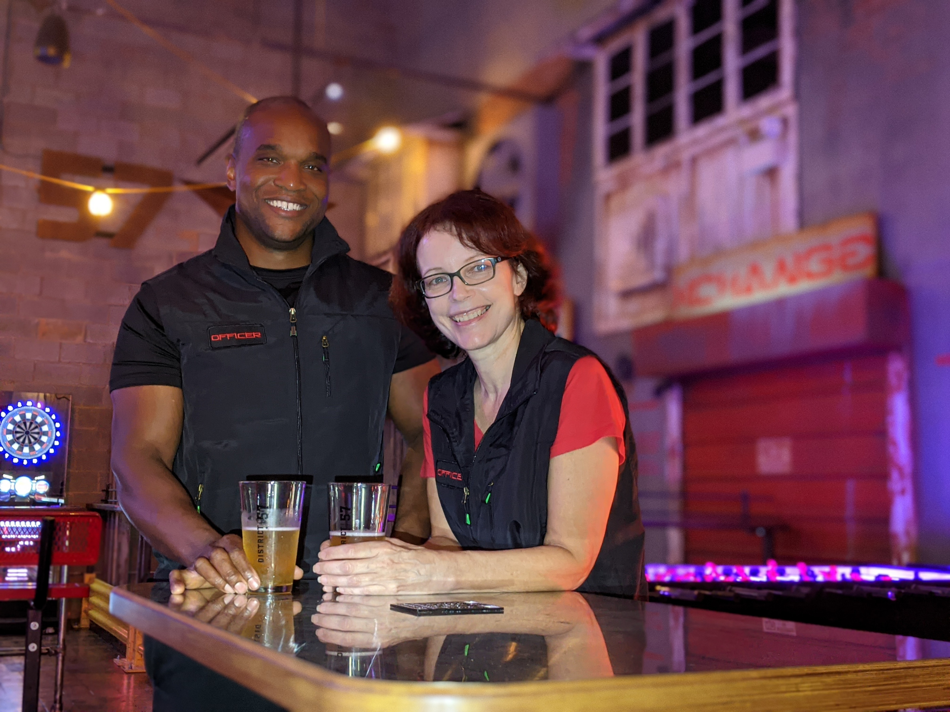 Jelani Patterson, Emory & Henry Class of 2003, and his wife Mylene. They created a new entertainment venue called District 57.