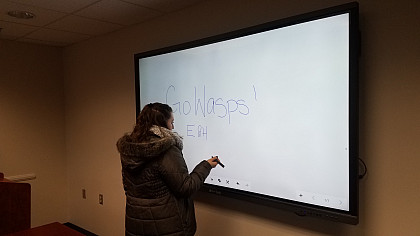 Student using Clear Touch TV - White Board app