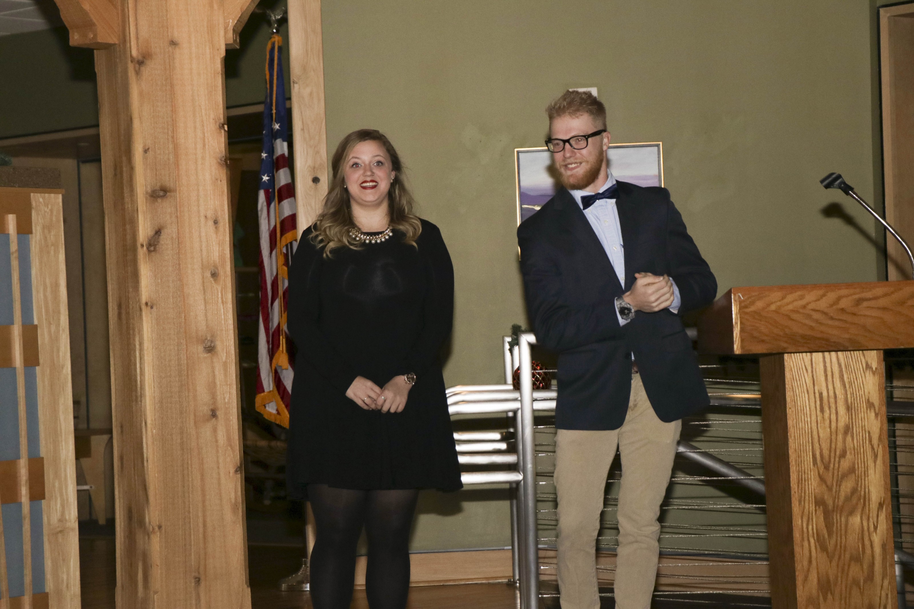 Students (L to R) Ashley Bostian and Tyler Spires discuss their video project on the area near High Knob.