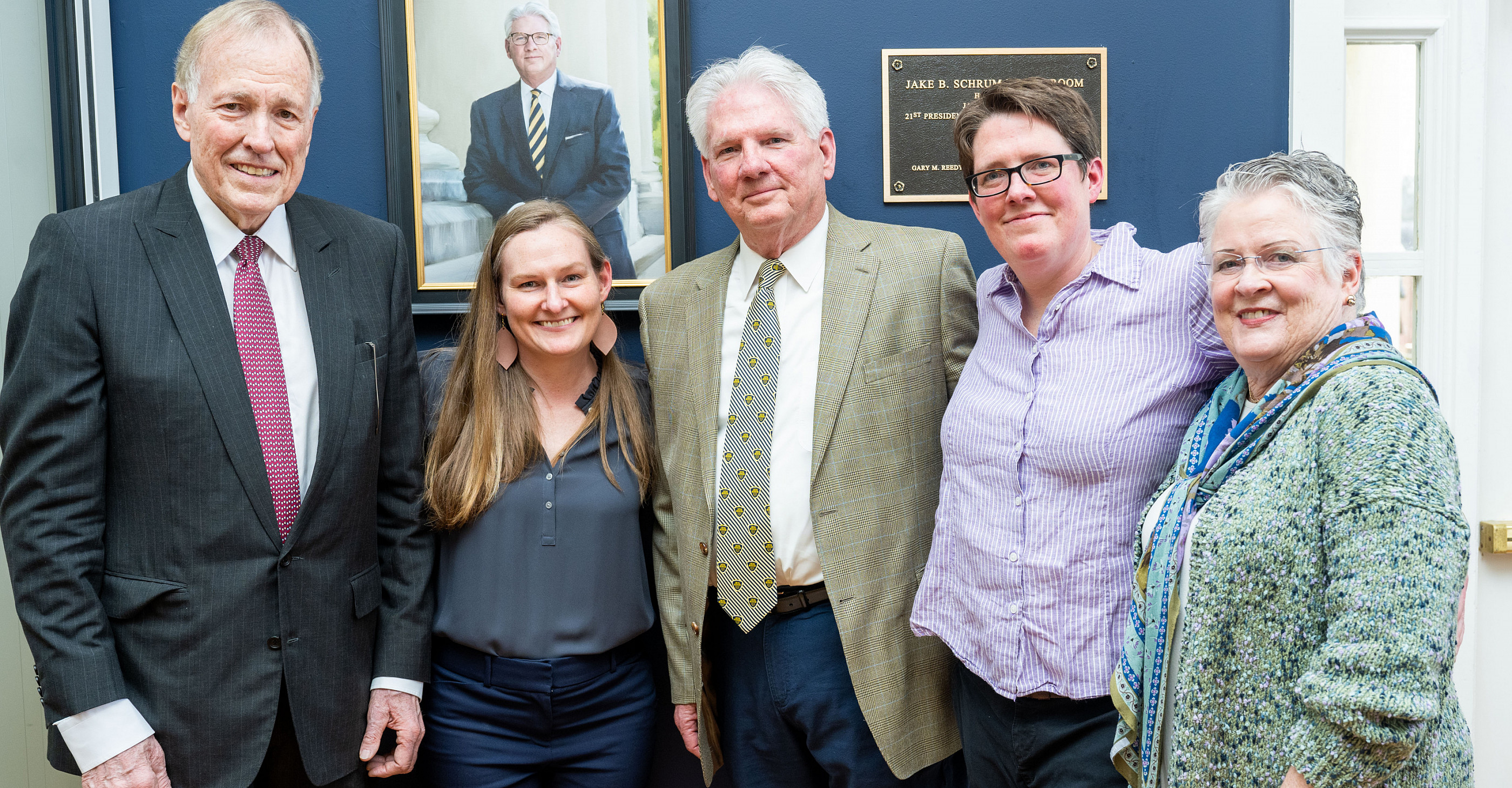Donor and Life-long Friend, John Oden; daughter Katie Schrum; 21st President at Emory & Henry Jake B. Schrum; daughter Libby Schrum; ...