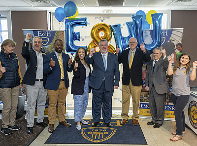 Members of College leadership and the community celebrated the announcement on Monday, March 27 at Van Dyke Center
