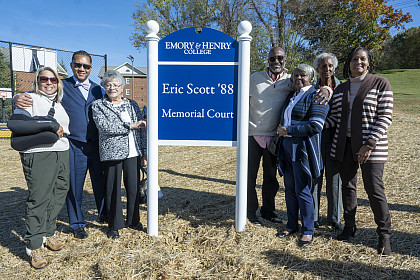 Theresa LaMotte, Charles Dabney, Belva LaMotte, Scottie Burke, Sereta Scott, Mary Scott and Tonya Burke; family of Eric Scott '88