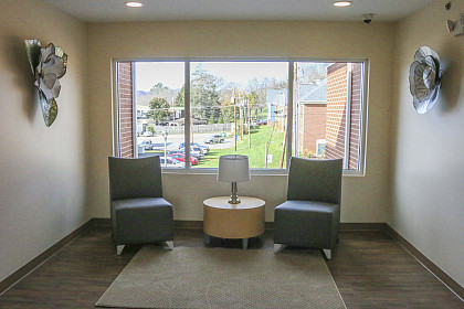 The Village Community Center features several nices places to sit and chat.