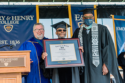 The College honored Willie J. Thompson, who received a Doctor of Culinary Arts for his 58 years of service as a chef at Emory & Henry.