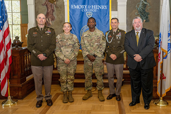 Emory & Henry College held its fourth contracting ceremony on Monday, April 17, recognizing Cadets Andreia Langley and Antonio Washin...