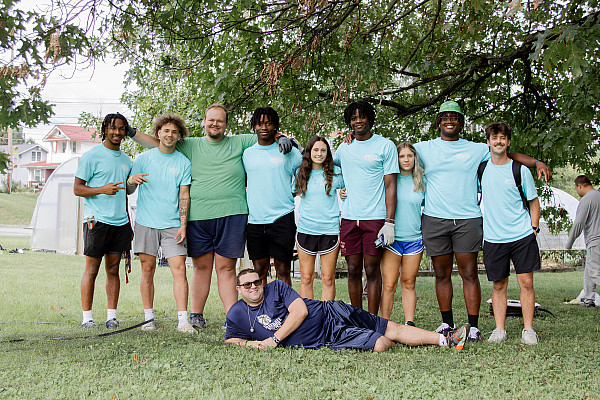 New Emory & Henry students harvested vegetables and assisted in the general maintenance of the greenhouses at Central Christian Churc...