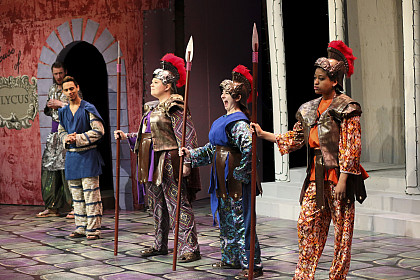 Scenes from the Broadway classic musical comedy, A Funny Thing Happened on the Way to the Forum a recent performance by the Emory & H...