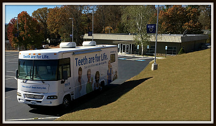 The Clinic's mobile unit, used to provide services to patients who reside outside of Smyth County. The Mel Leaman Free Clinic at Emory